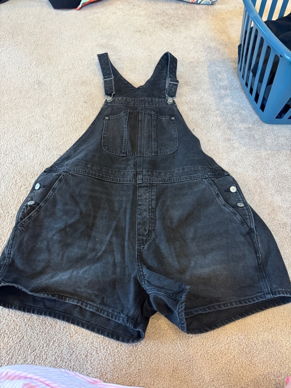 Old Navy Black Denim Short Overalls